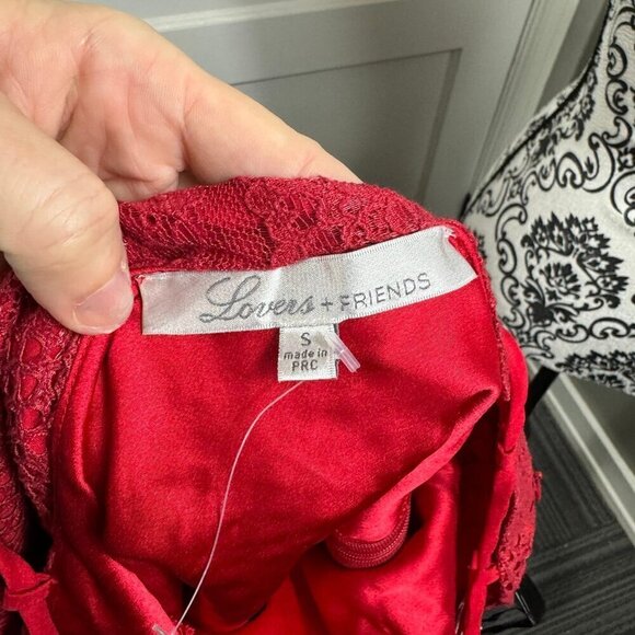 Lovers & Friends red lace SKYLIGHT DRESS with lace up back. - Picture 11 of 12
